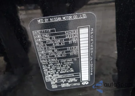 2020 Infiniti Qx50 Essential Awd z USA, uszkodzony, nr VIN 3PCAJ5M31LF107776